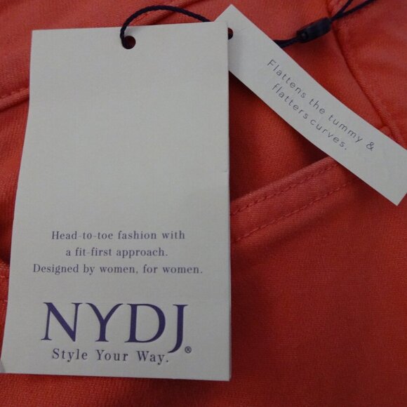 NYDJ Cropped Jeans Women's Plus Size 18W Pink Coral Denim Marilyn Straight - Picture 10 of 13